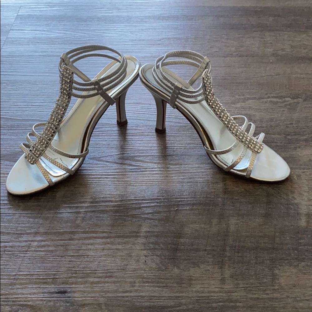 Call It Spring Silver Strappy Rhinestone Heels - Picture 2 of 7